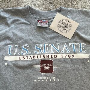 Vintage U.S Senate T-Shirt GrayGraphic Print Size S, Bayside Tag Made in USA